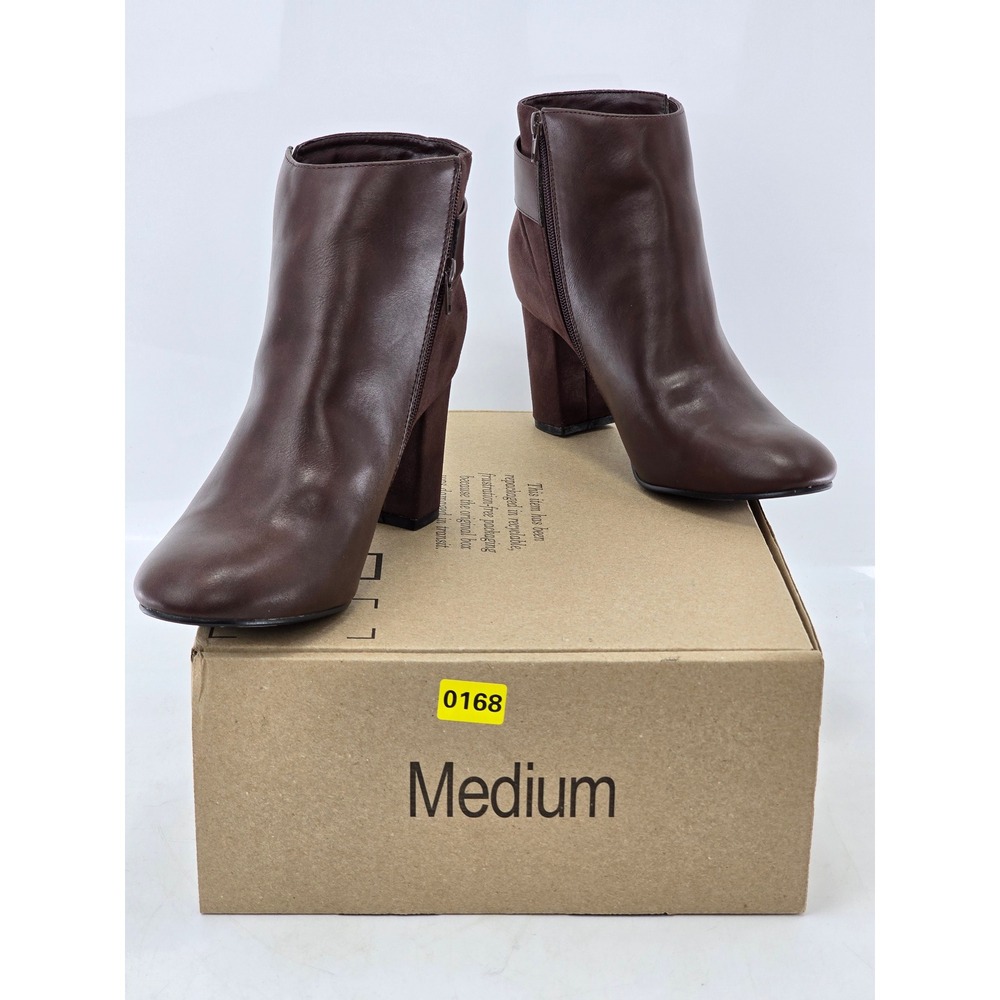 City Chic Finley Ankle Boot Womens 11W Dark Choc Block Heel - Excellent